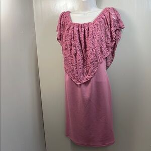 Love J Pink Lace Overlay Dress women on/off‎ the shoulder size 3X party office